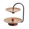 Ceramic Tray Double-layer Dessert Plate Afternoon Tea Dessert Plate Desktop Storage Container Ceramic Plate  Wood Tray