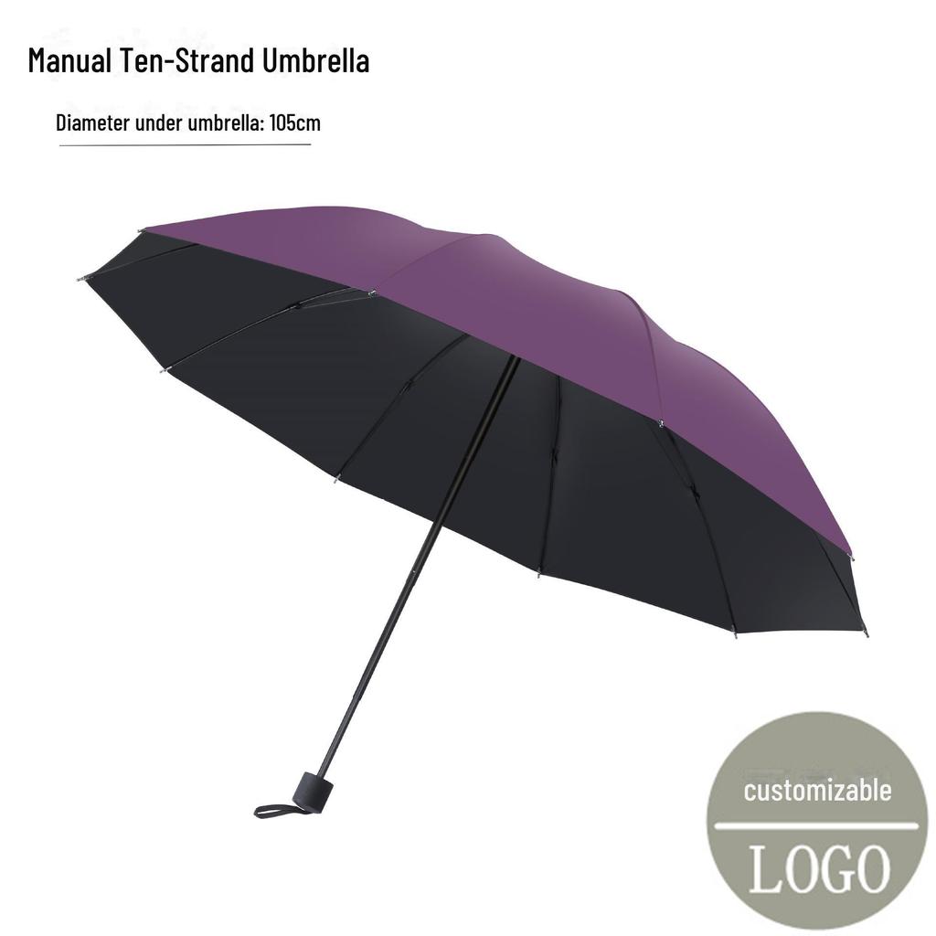 UV Protective Black Folding Sun Umbrella - Anti-Ultraviolet Women's Sunshade with Custom Logo