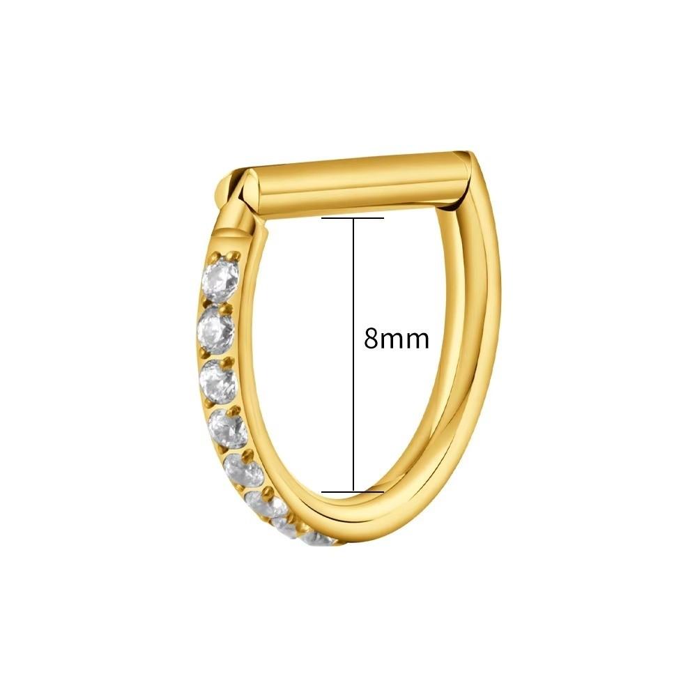 CZ 16G Septum Ring D Shape Body Piercing Jewelry Nose Ring Hoop Conch Helix Piercing