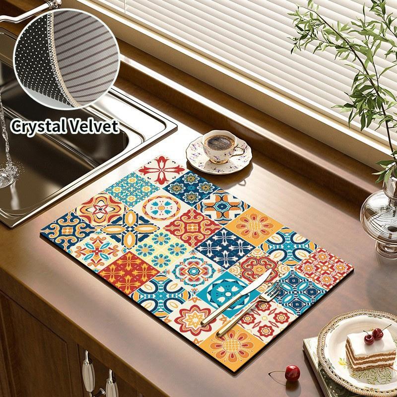 Суперабсорбирующий коврик для сушки посуды, резиновый коврик для сушки посуды, защитный коврик для столешницы, нескользящие коврики для сушки, аксессуары для декора