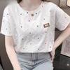 Женская мода повседневная летняя весна звездный принт короткий рукав О-образный вырез блузки и рубашки