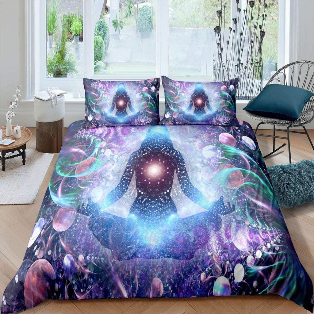 Комплект пододеяльников для йоги King Size, комплект постельного белья для медитации чакры, пододеяльник в стиле бохо-хиппи с принтом в виде чакры