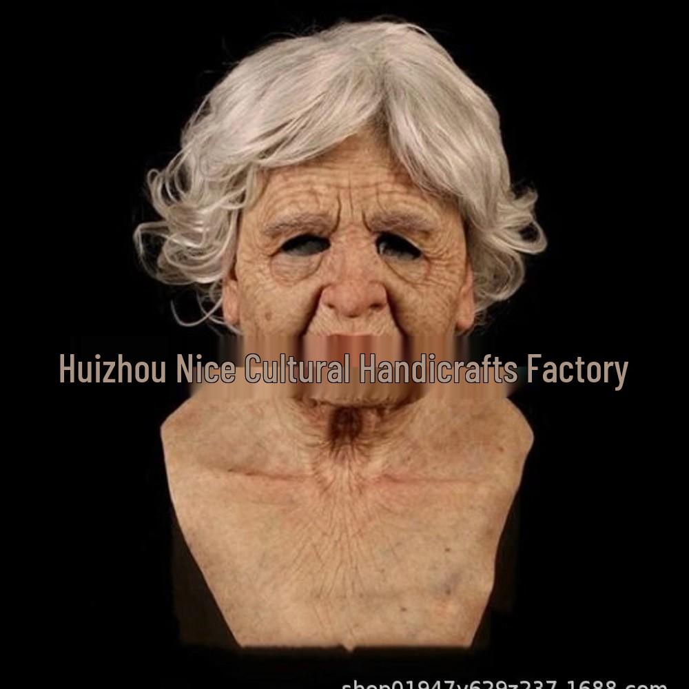 Crying Child Latex Mask with Wig - Handsome Guy Style Halloween Old Man and Young Person Face Mask