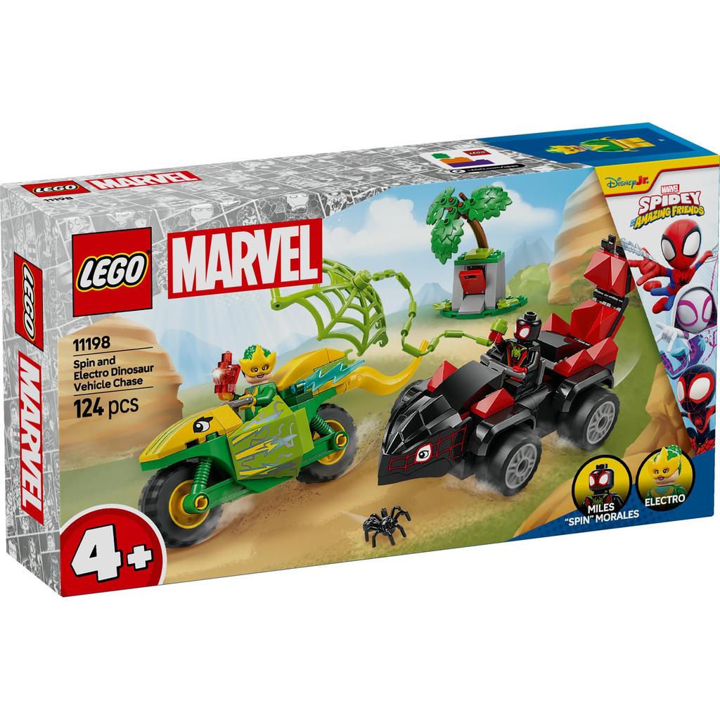 LEGO Marvel Spidey and the Amazing Friends Spin and Electro Car Chase Игрушечный блок Educational45Marvel Goods Фигурка 11198