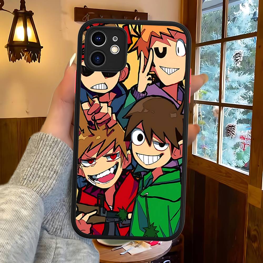 Мультяшный Милый E-Eddsworlds Для IPhone 16 15 14 Plus 13 12 11 Pro Max X XS MAX Полупрозрачный Матовый Ударопрочный Чехол