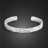 Fashion Men & Women 925 Sterling Silver Bracelet Simple Cuff Bangles Couples Jewelry For Him Her Adjustable Gift