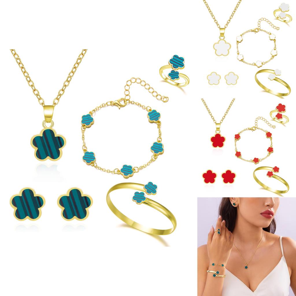 Floral Petals Jewelry Set For Women With Alloy And Plate Material Perfect For Gift Occasions