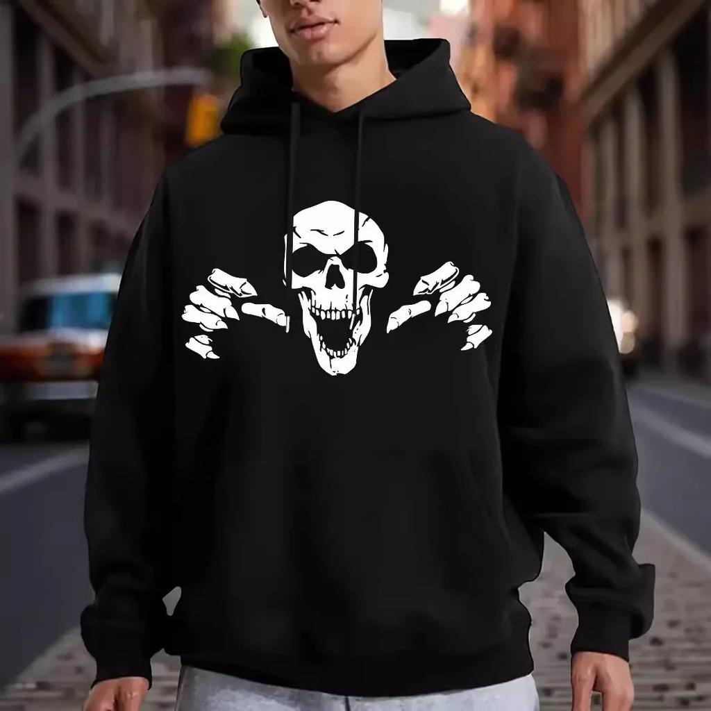 Autumn and winter men's casual skull-printed sweatshirt sweatshirt, loose and comfortable, street-style full-sleeved sweatshirt