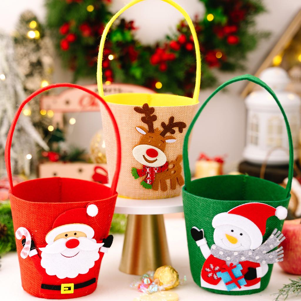Christmas Candy Gift Bag Cartoon Design Festive Bucket for Kids Holiday Decoration/Party Atmosphere/Home Decor