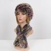 Winter Women Knitted Real Rex Rabbit Fur Hat Scarf Sets Natural Warm Fur Hats Scarves Lady Soft Real Rex Rabbit Fur Cap Muffler