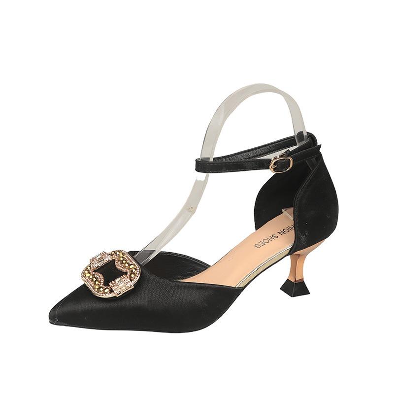 Босоножки Baotou женские весенне-летние новые со стразами, квадратной пряжкой, с острым носком, на высоком каблуке, туфли-лодочки женские