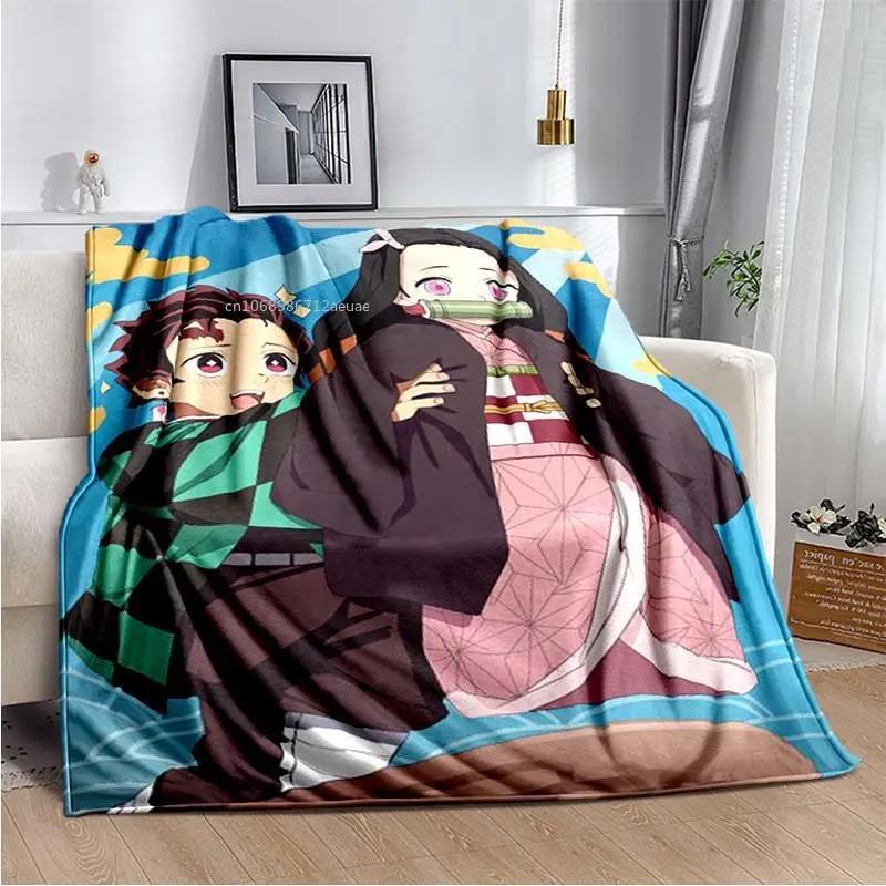 Флисовое одеяло в стиле аниме Demon Slayer Kimetsu no Yaiba Nezuko Kamado Tanjiro Kamado, мягкое постельное белье, покрывало, утепляющий чехол для дивана