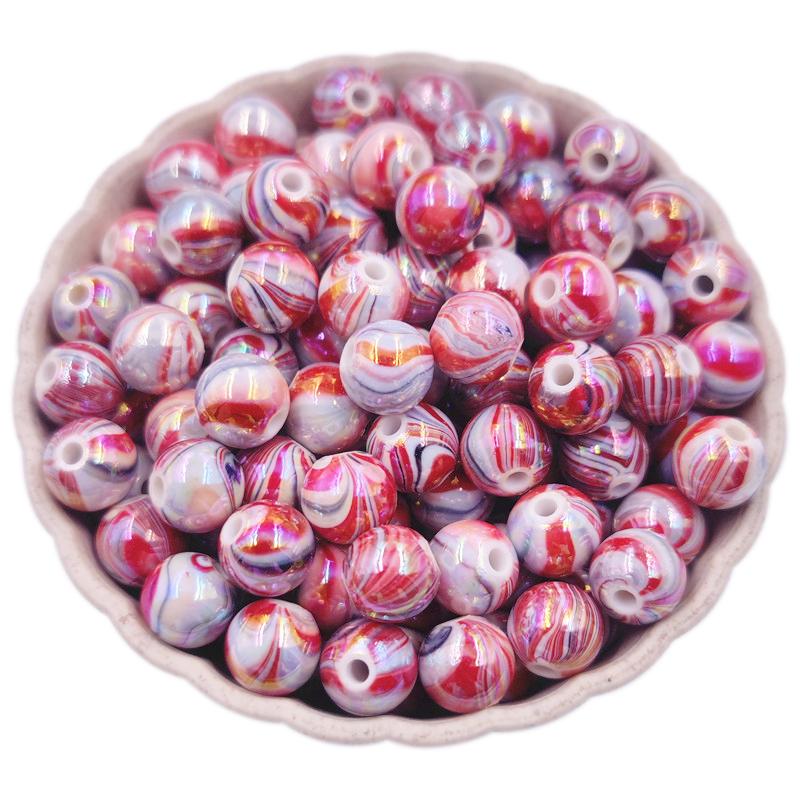 50Pcs/Bag 8/10/12/14mm Stripe AB Color Acrylic Loose Beads DIY For Jewelry Making Bracelet Necklace Crafted Accessories