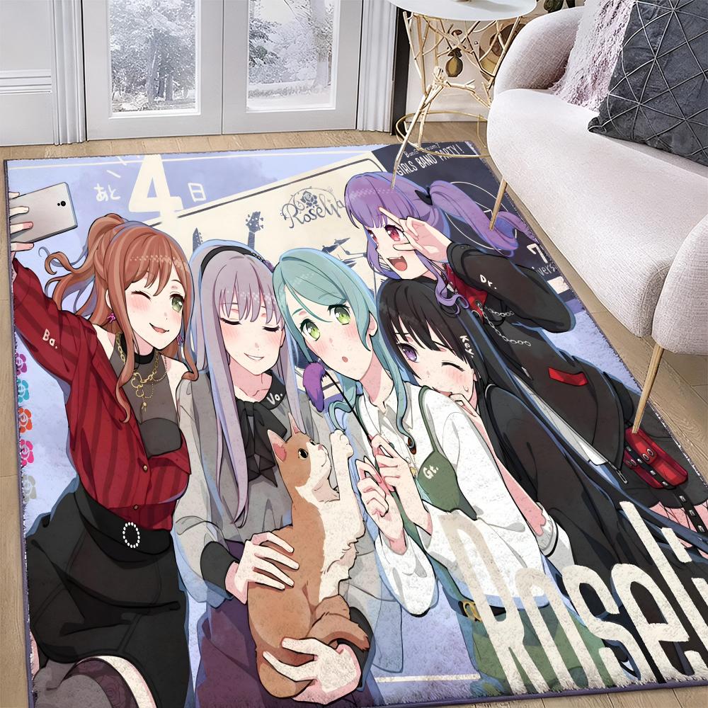 Floor Mat Soft Flannel Rug Non Slip Absorbent Mat for Bathroom Bedroom Home Decor B BanG Dream Ave Mujica