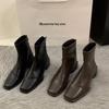 Мода Новые 2024 Эластичные носки Сапоги Женские Модные Ботильоны На Высоком Каблуке Толстый Каблук Квадратный Носок Короткие Сапоги Женские Ретро Ботильоны На Молнии