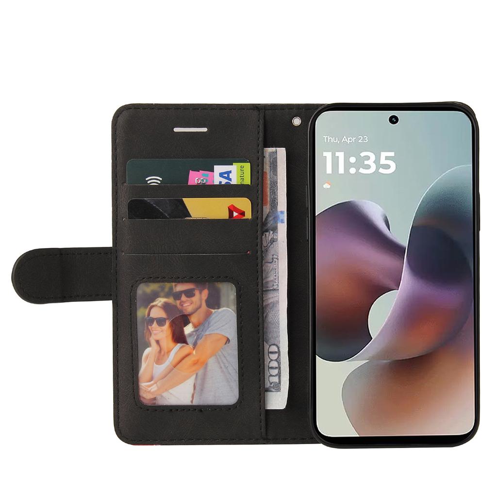 For Motorola Moto G56 5G Leather Phone Case Stand Wallet with Bi-colour Splicing Design