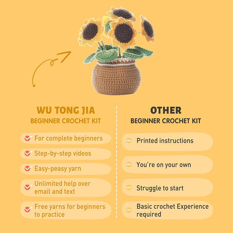 1 упаковка, инструкция на английском языке, цветок, большой орнамент в горшке, сделай сам, шерстяная нить, набор материалов для вязания крючком