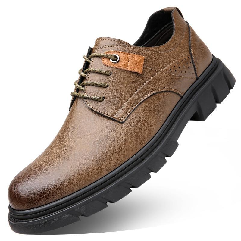 Men's Casual Leather Shoes Spring New Fashion Board Shoes Trendy Men's Single Shoes Retro Tooling Shoes