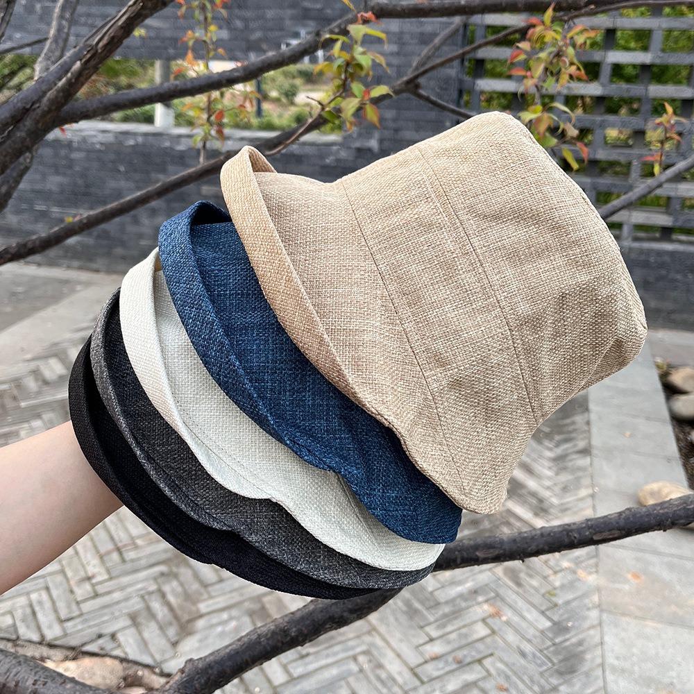 UV Protection Roll Rim Fisherman Hat Sunscreen Japanese Style Bucket Cap Flax Sun Hat Outdoor