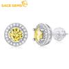 Сертифицированные серьги-гвоздики с желтым муассанитом 0,5 карата для женщин, серьги-гвоздики из стерлингового серебра с платиновым покрытием, свадебные ювелирные изделия