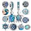 New Ocean Blue Sea Turtle Dangle Bead Fit Original Charms Silver 925 Bracelet Diy Women Jewelry Summer Collection