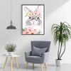5D Diy Diamond Painting Bunny Wearing Flower Hat Cross Stitch Set Full Diamond Embroidery Mosaic Art Picture of Rhinestones Decor Gift