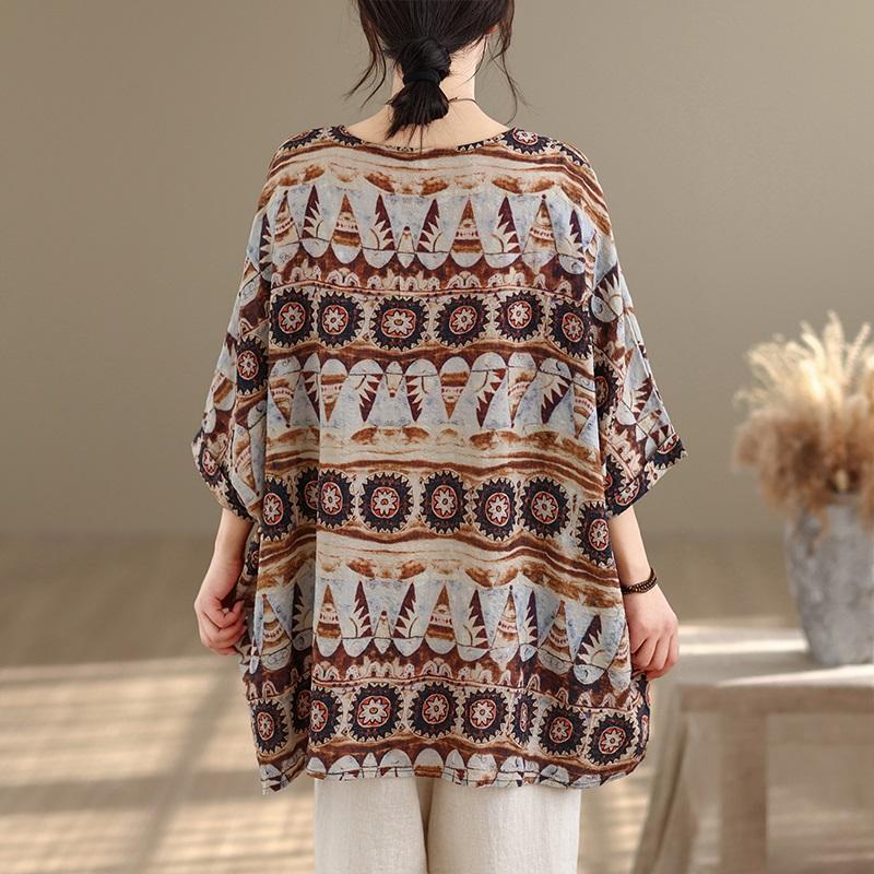 Короткий рукав, свободная винтажная футболка с цветочным принтом, повседневная, свободная, женская летняя футболка