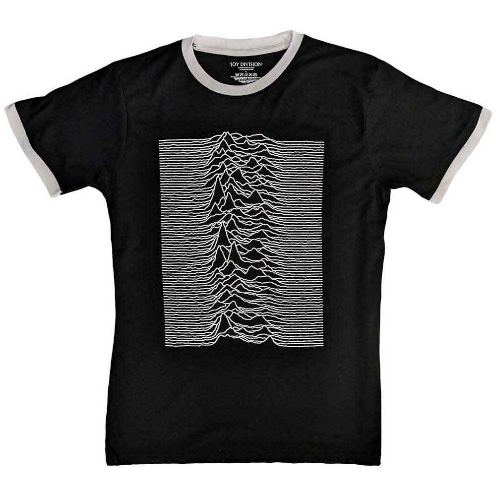 Оригинальная футболка Joy Division Unknown Pleasures с контрастными манжетами и воротником S-2XL НОВАЯ Унисекс футболка