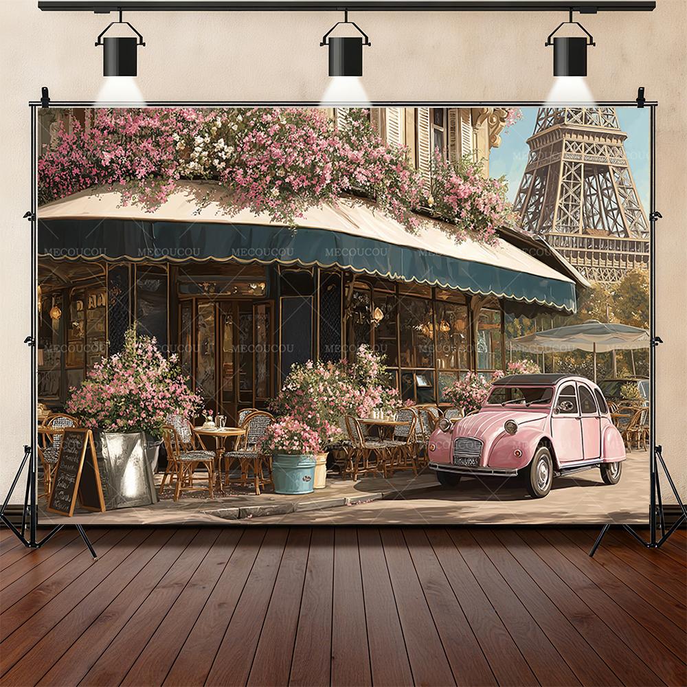Romantic flower shop street corner theme background birthday party decoration photo studio shooting props sofa bedsideba 155