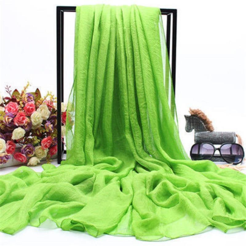 Elegant Red Chiffon Scarf for Women, Infinite Summer Scarf with Tassels