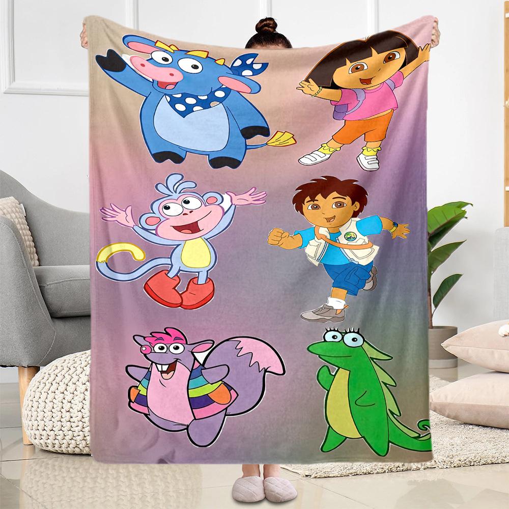 Dora Explorer Blanket Warmthful Decor Great for Office Chair Seaside Picnics Four Seasons Universal Warmthful Decor