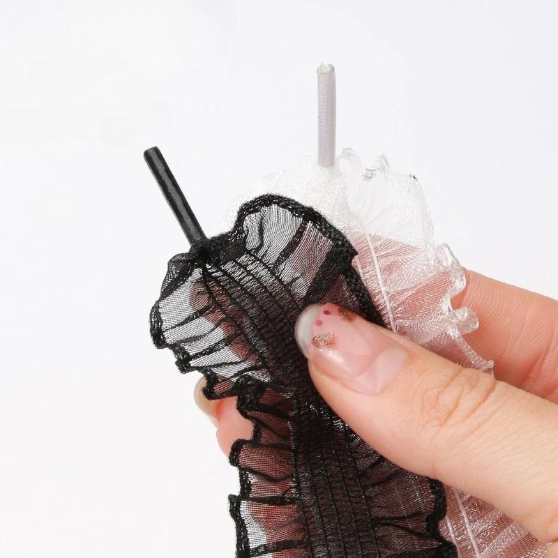 1 Pairs Elastic Lace Shoelaces with Ruffled Trim -Fairy Wind Shoelaces with Wooden Ear Edge