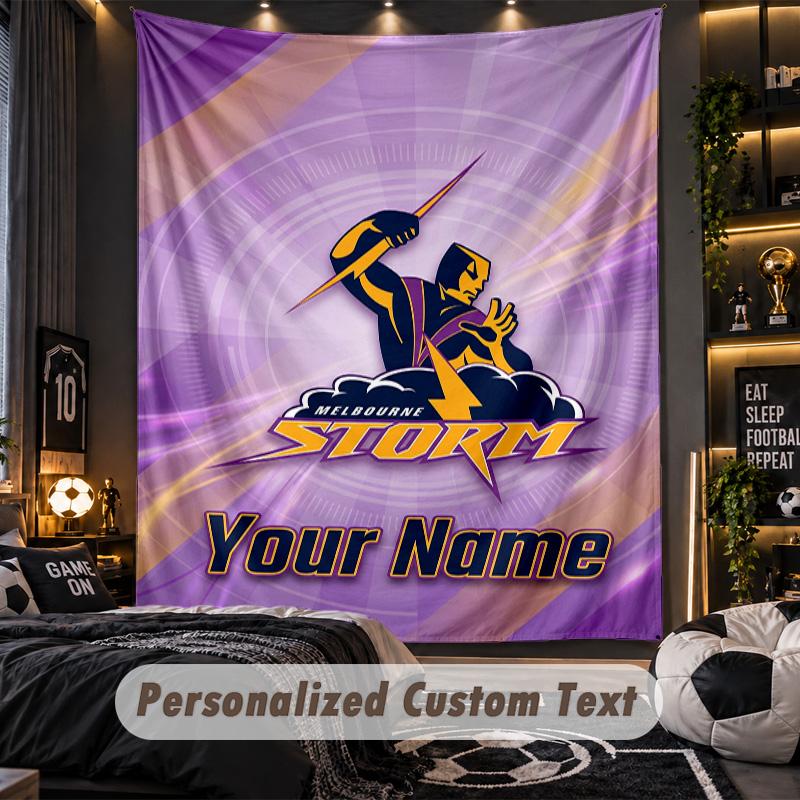 TapestryMelbourne Storm Custom Name Text Personalized Wall Hanging Tapestry Home Wall Decor