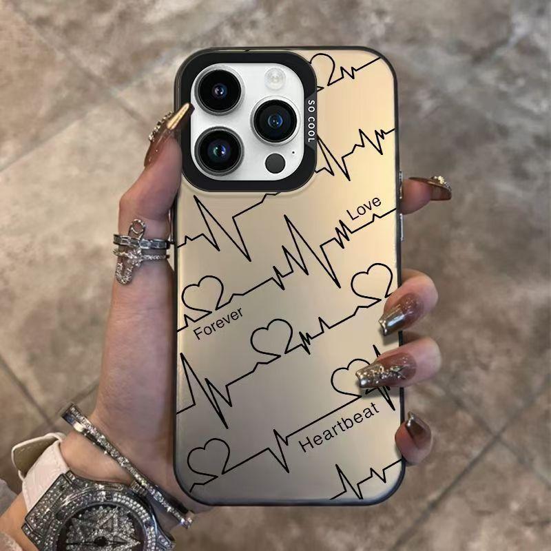 Чехол для мобильного телефона Love ECG подходит для Apple 16promax 15plus цвет серебристый IMD14 простой 13Pro.