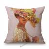 Elegant Lady With Hat Europe Victorian Era Classic Beautiful Woman Oil Painting Linen Sofa Throw Pillow Case Car Cushion Cover