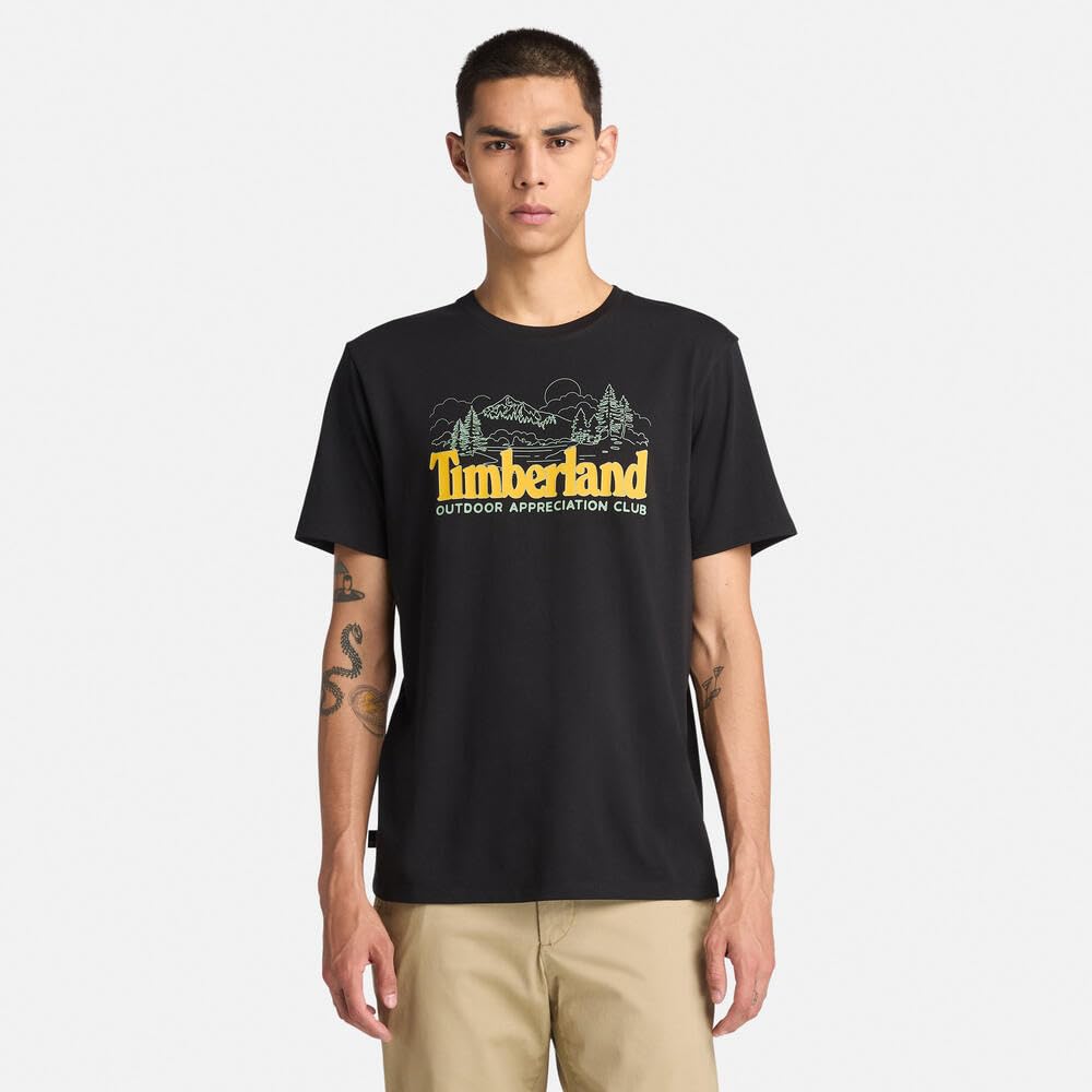 Timberland Men's Short Sleeve Front Graphic T-Shirt, Black, XXL, TB0A6B8V0011