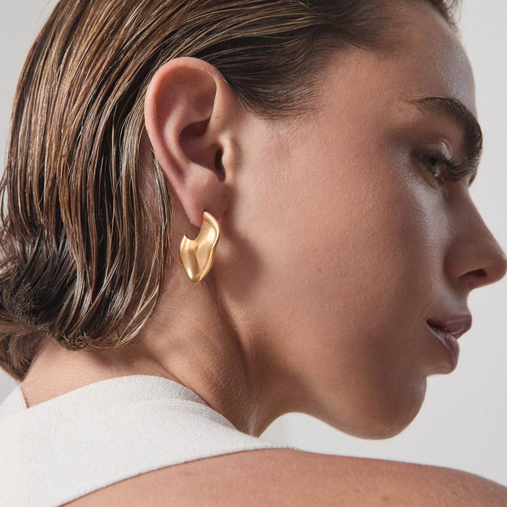 Vintage Geometric Irregular Metal Design Earrings S925 Silver Needle Stud Earrings Niche Trendy Personality Unique Earrings