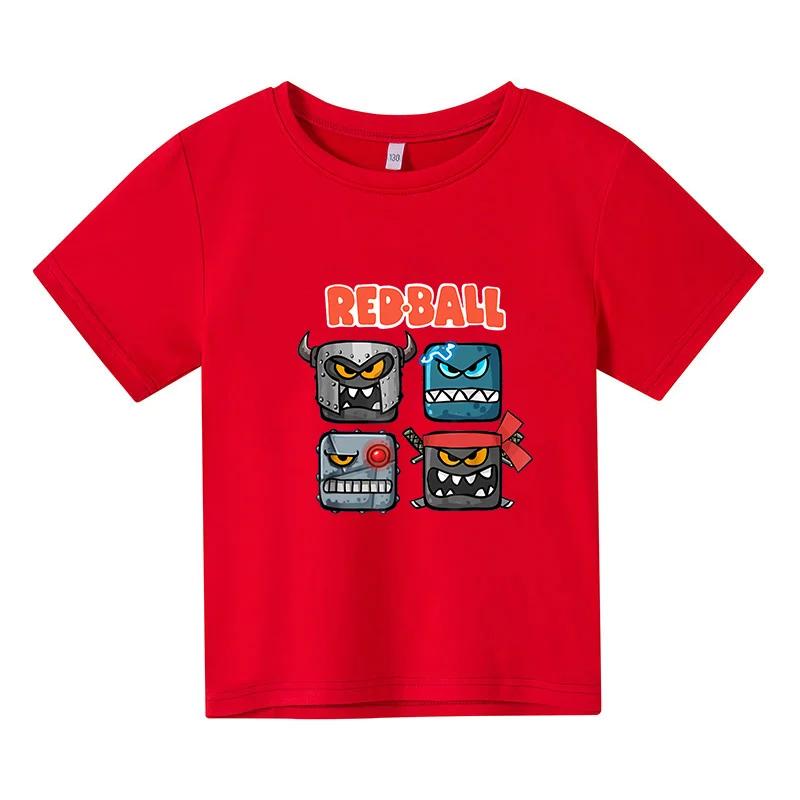 2025 Детская Милая Одежда С Принтом RED BALL 2RD, Детская Летняя Модная Футболка, Футболки с Мультяшными Персонажами, Повседневные Топы С Коротким Рукавом Для Девочек