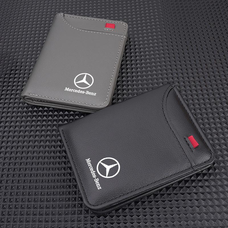 CQL1 Leather Car Men's Wallet motor vehicles Card Ticket Storage Bag For Mercedes Benz A C E S G Class GLC CLE CLA GLB GLS W177