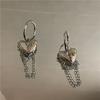 Hiphop Punk New Design Metal Broken Peach Heart Earrings Korean Fashion Women Ear Rings Jewelry Vintage Chain Tassel Earings Bar