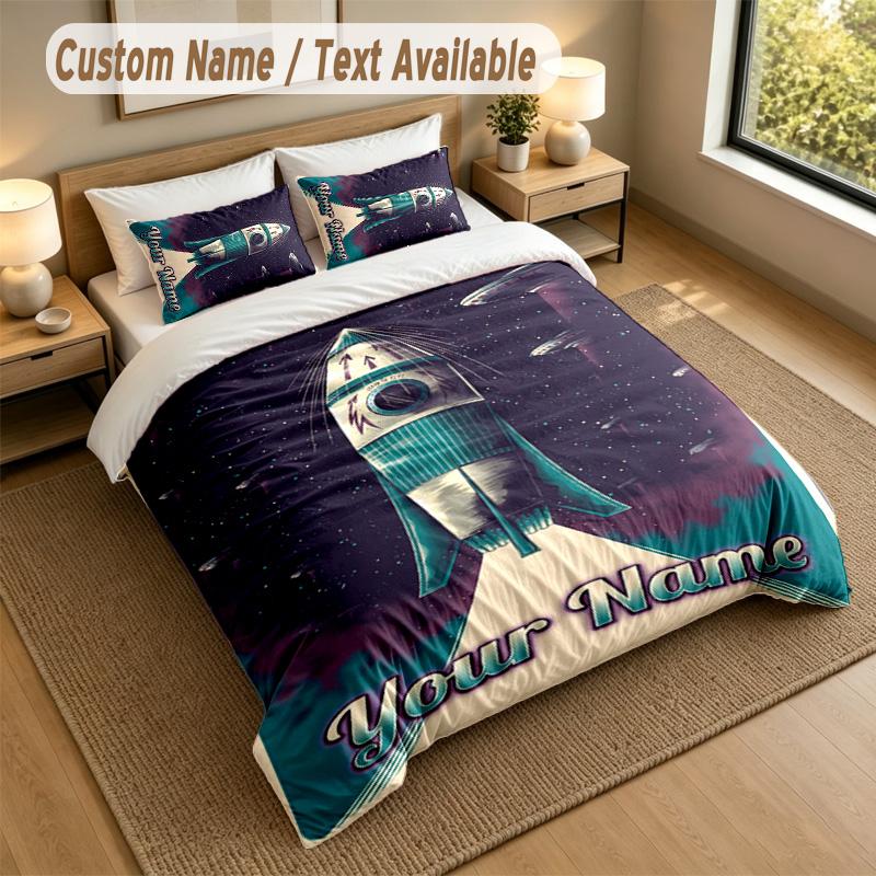 3Pcs Bedding Set Custom Name Text, 1 Sheet 2 Pillowcases Home Bed DecorFoo Fighters