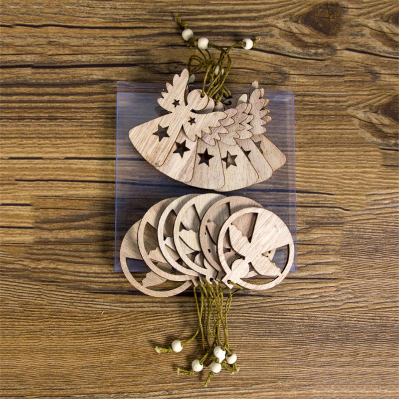 1set 12pcs Fashion Christmas Pendant Wooden for Christmas Tree Christmas Day Gift
