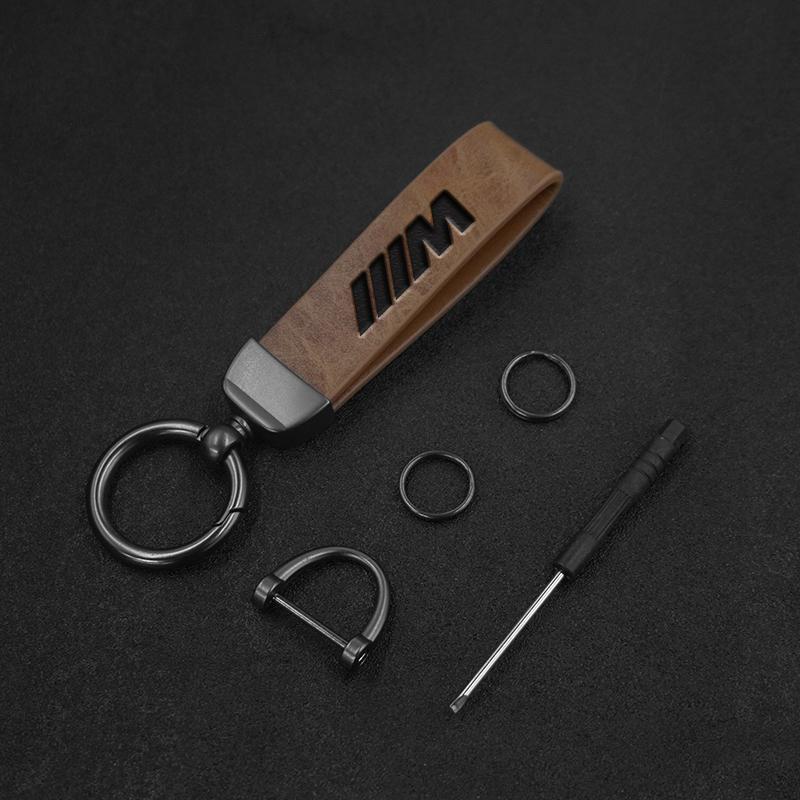 Vintage Leather Car Emblem Keyring Key Chain Decoration for Bmw M Performance G30 G32 Auto Interior Modification Accessories gzjm96