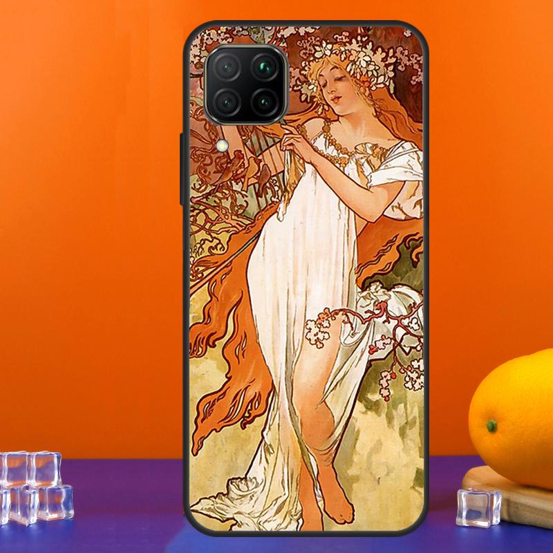 Vintage Alphonse Mucha Art For Huawei Nova 12s 12i 11i 8i 9 10 SE Y91 Y90 Y60 Y70 Y72 Y61 P20 P40 Lite P30 P60 Pro Case