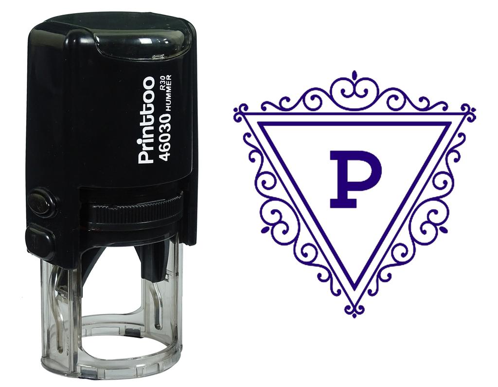 Printtoo P Алфавит Вихревой Граница Треугольник Монограмма Начальная Самостоятельная Чернильная Резиновая Штамп Офис