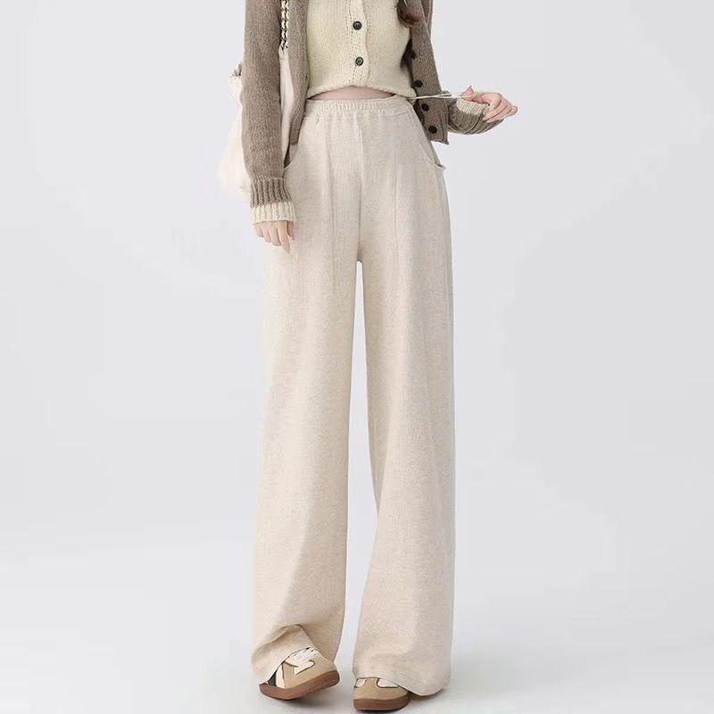 Бархатные брюки широкого кроя для беременных: Уютный дизайн с боковой кулиской для осени/зимы, идеально подходит как до беременности, так и после нее.