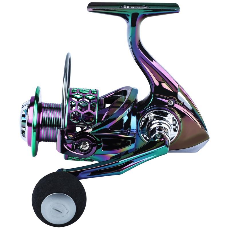 SOUGAYILANG Spinning Fishing Reel 13 + 1BB Colorful Top Quality Windlass High Speed Gear Ratio 5.2: 1 Max Drag 8kg Full Metal  Hollow Out Fishing Reel