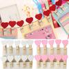 20Pcs Mini Cute Heart Wooden Pegs Photo Clips Room Wedding Craft Decor