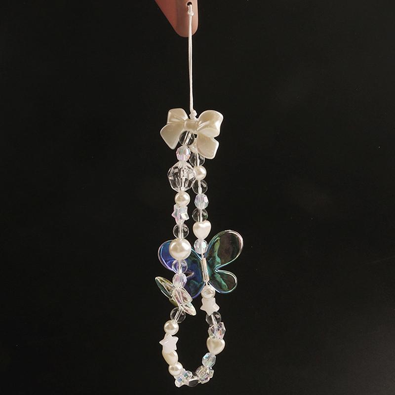 Чехол для мобильного телефона с цепочкой и акриловыми бусинами в виде бабочки для девочек