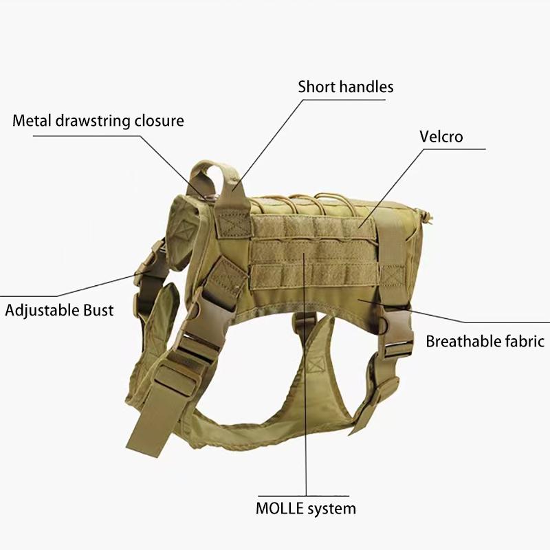 Large Dog Collar Dog Harness And Leash Set Pet Training Vest Tactical German Shepherd K9 Harnesses For All Sizes Dogs